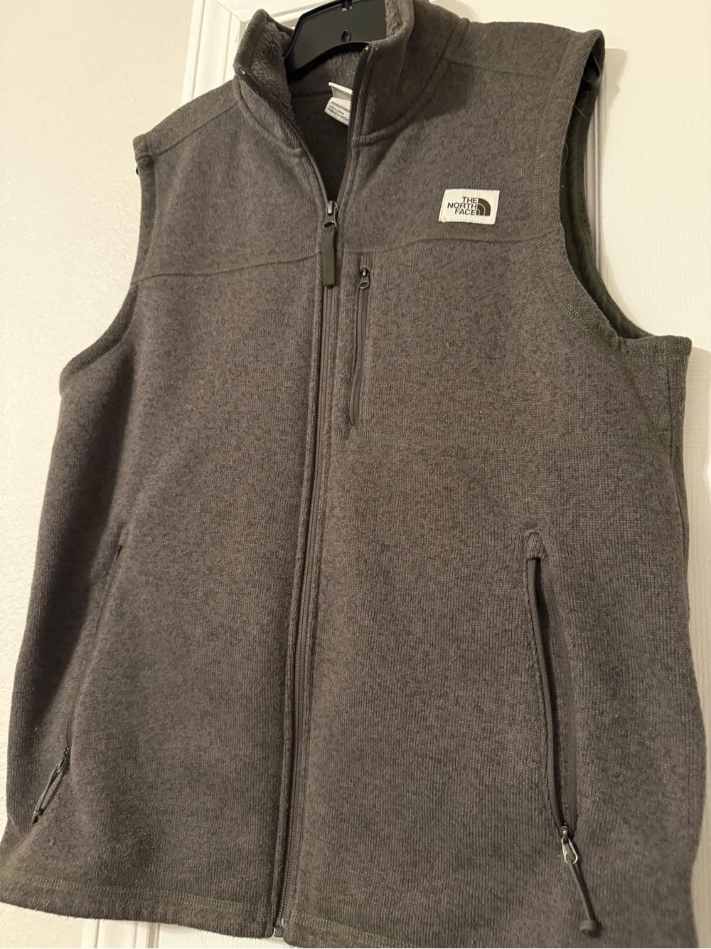 The North Face Charcoal Green Fleece Vest with Zip Pockets
